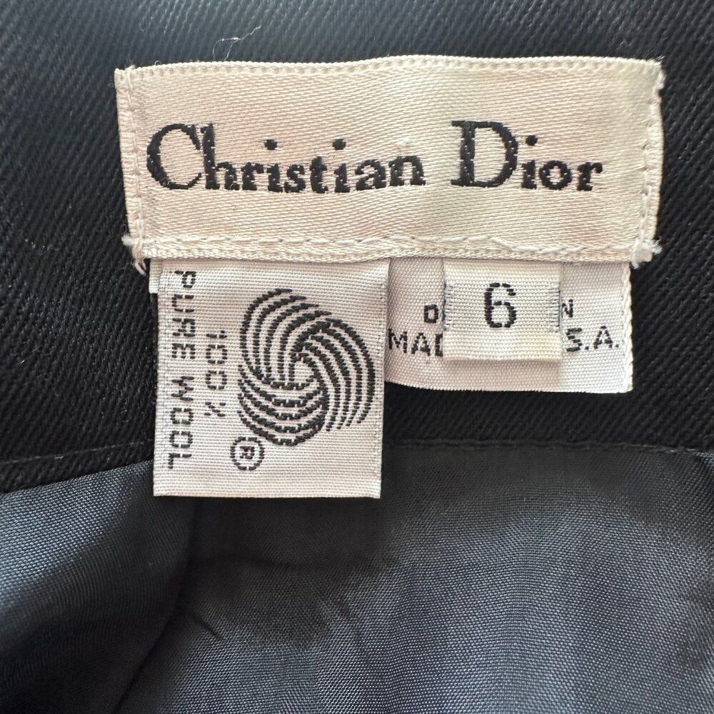 Christian Dior Women's Black 100% Wool Pleated Pencil Skirt Size 6 - Picture 3 of 5